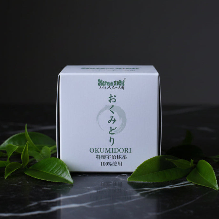 OKUMIDORI 宇治抹茶のパッケージ缶